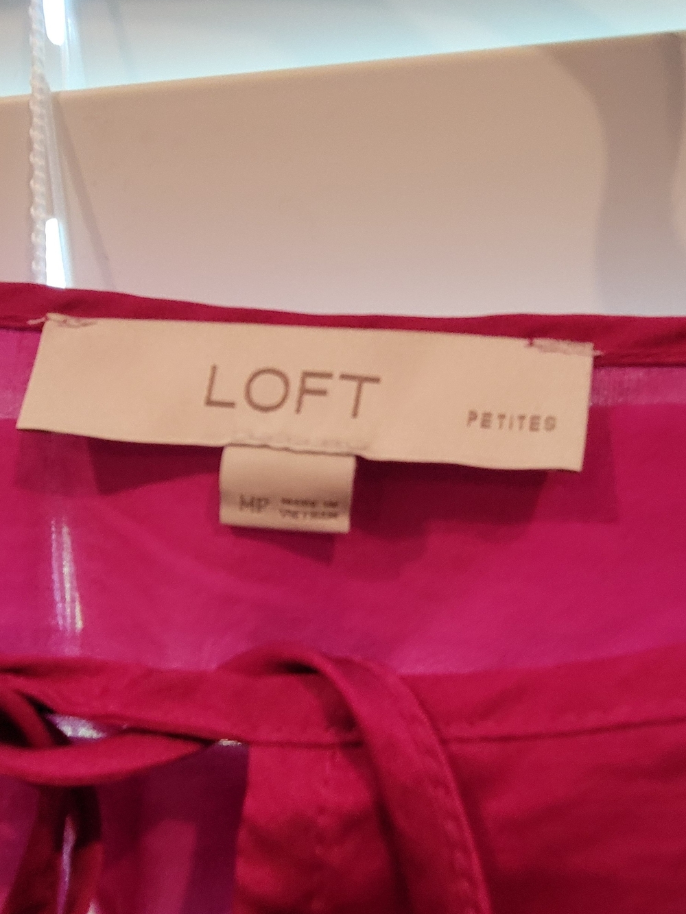 LOFT Raspberry Ruffle Tie-Neck Blouse - Picture 2 of 2